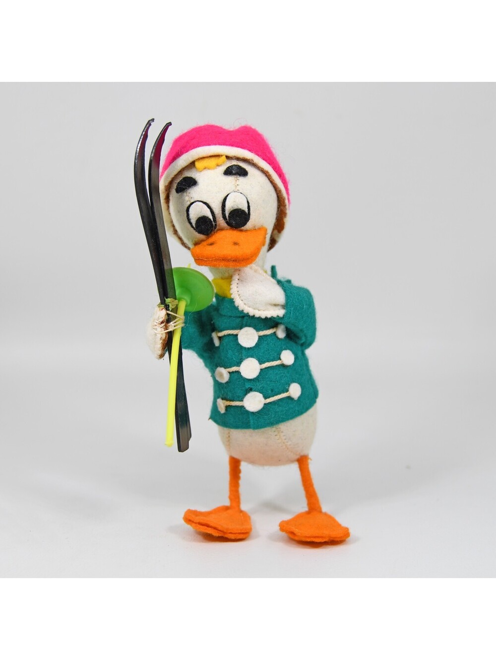 VTG Felt Disney Daffy Duck Toy Doll Ski Winter Sports Lenci Cresba 1960s Italy
